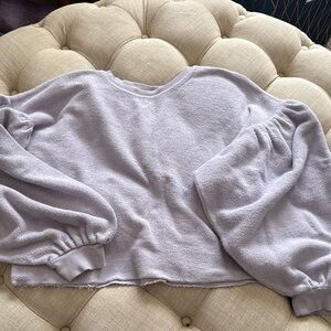 Free People Lavender Puff-Sleeve Sweatshirt